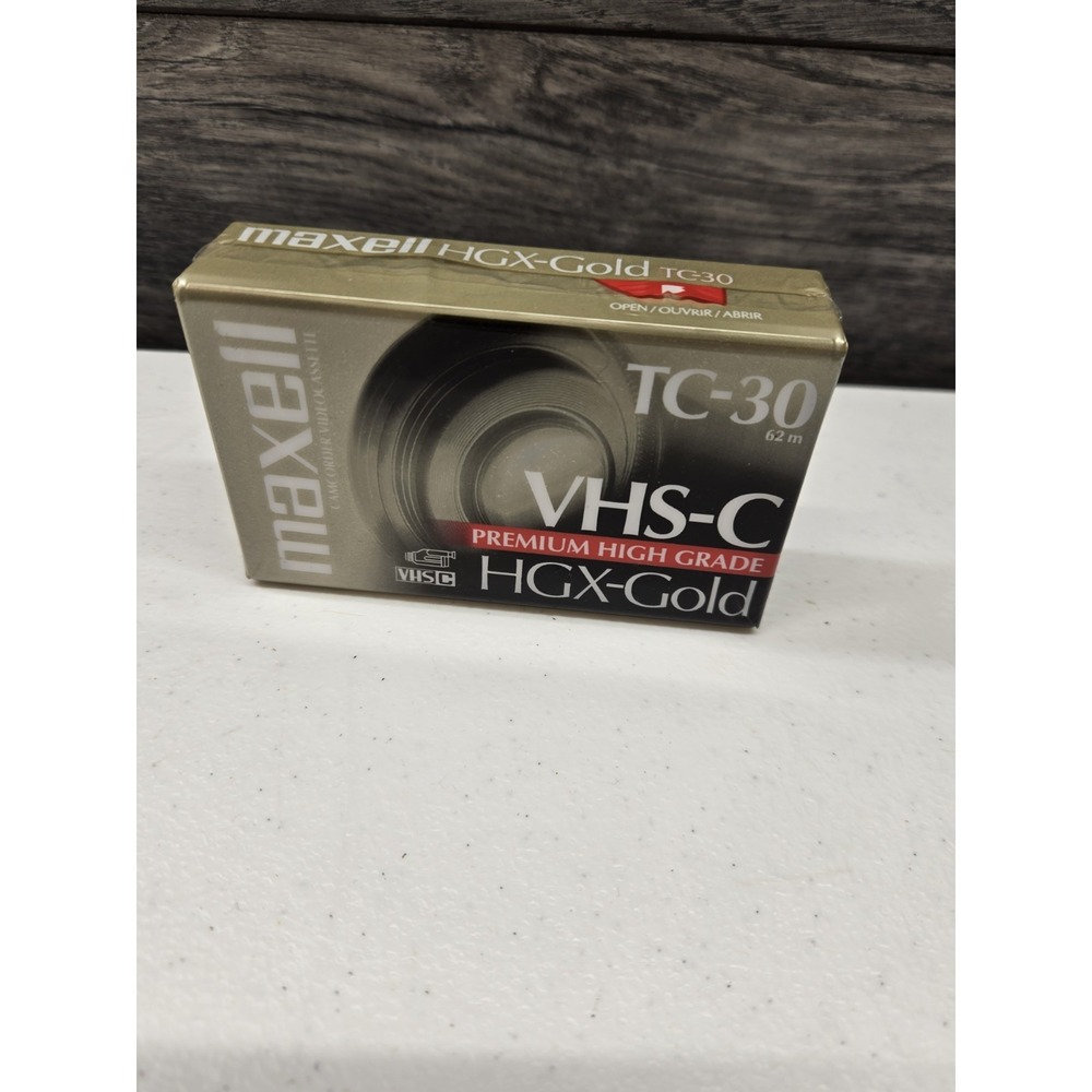 Maxell Camcorder Video Cassettes 1 VHS-C Tape TC-30 HGX-Gold NEW SEALED